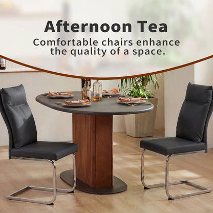 Modern 2-piece dining chair set with cushioned backrests in black by Unique Piece Furniture on Tampa Home & Garden Store