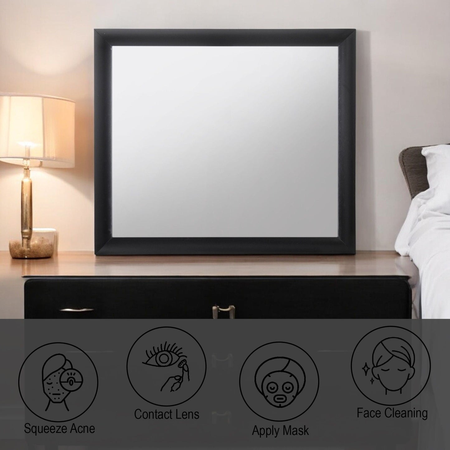 Ireland Contemporary Design Mirror by HouseOfZazla, black frame, modern bedroom accessory on Tampa Home & Garden Store