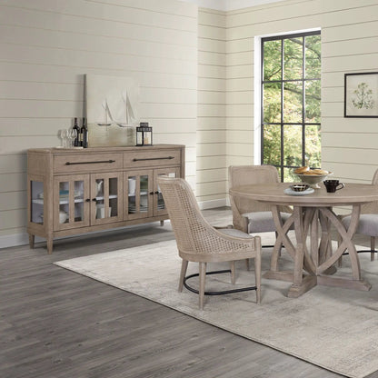 Power Ready Buffet With Glass Cabinet Doors Sand