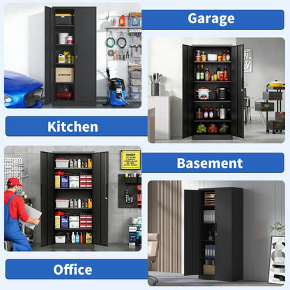 Steel Garage Storage Cabinets with Adjustable Shelves and Locks by HouseOfZazla (Black/White) on Tampa Home & Garden Store