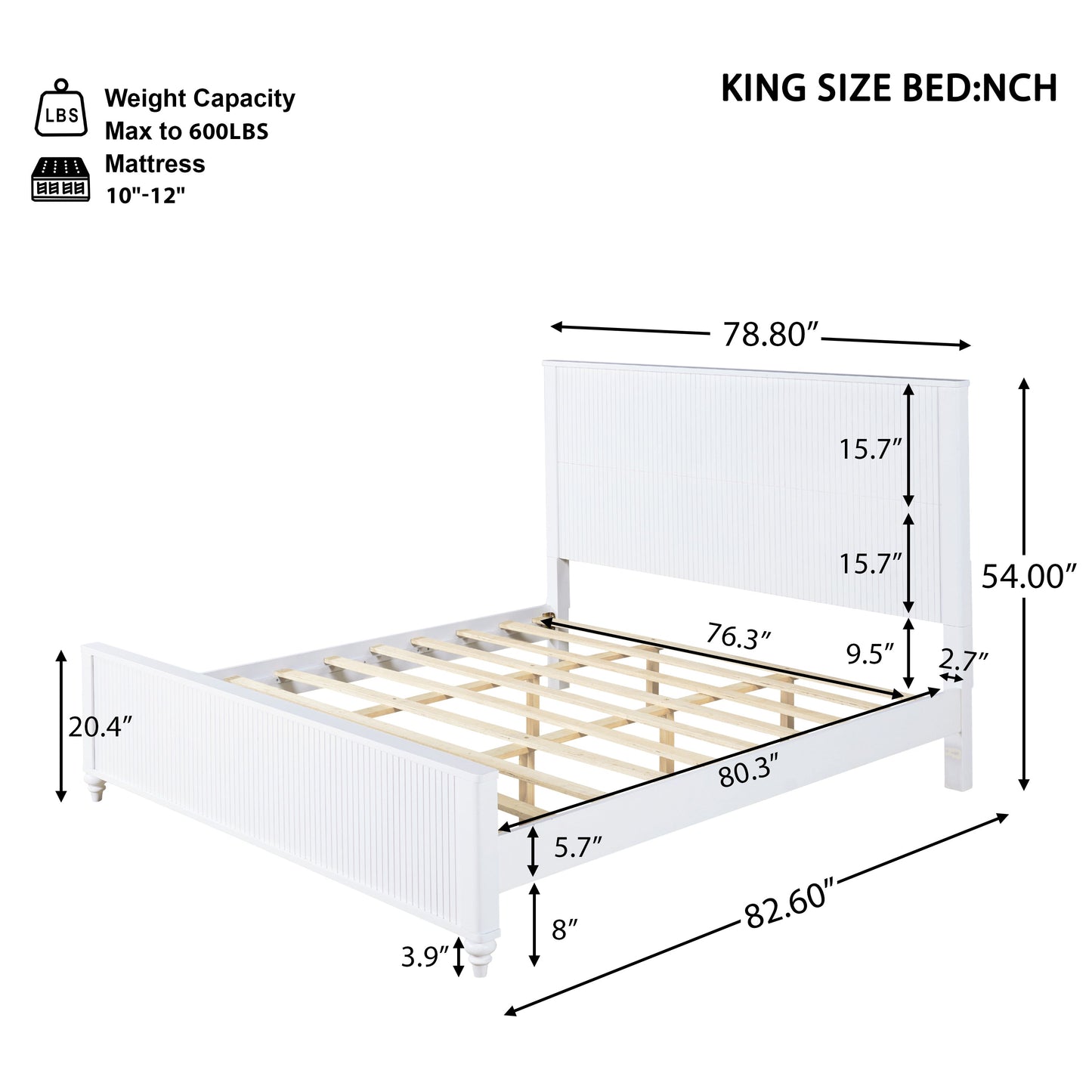 King Size Premium Pine Wood Bed and Frame