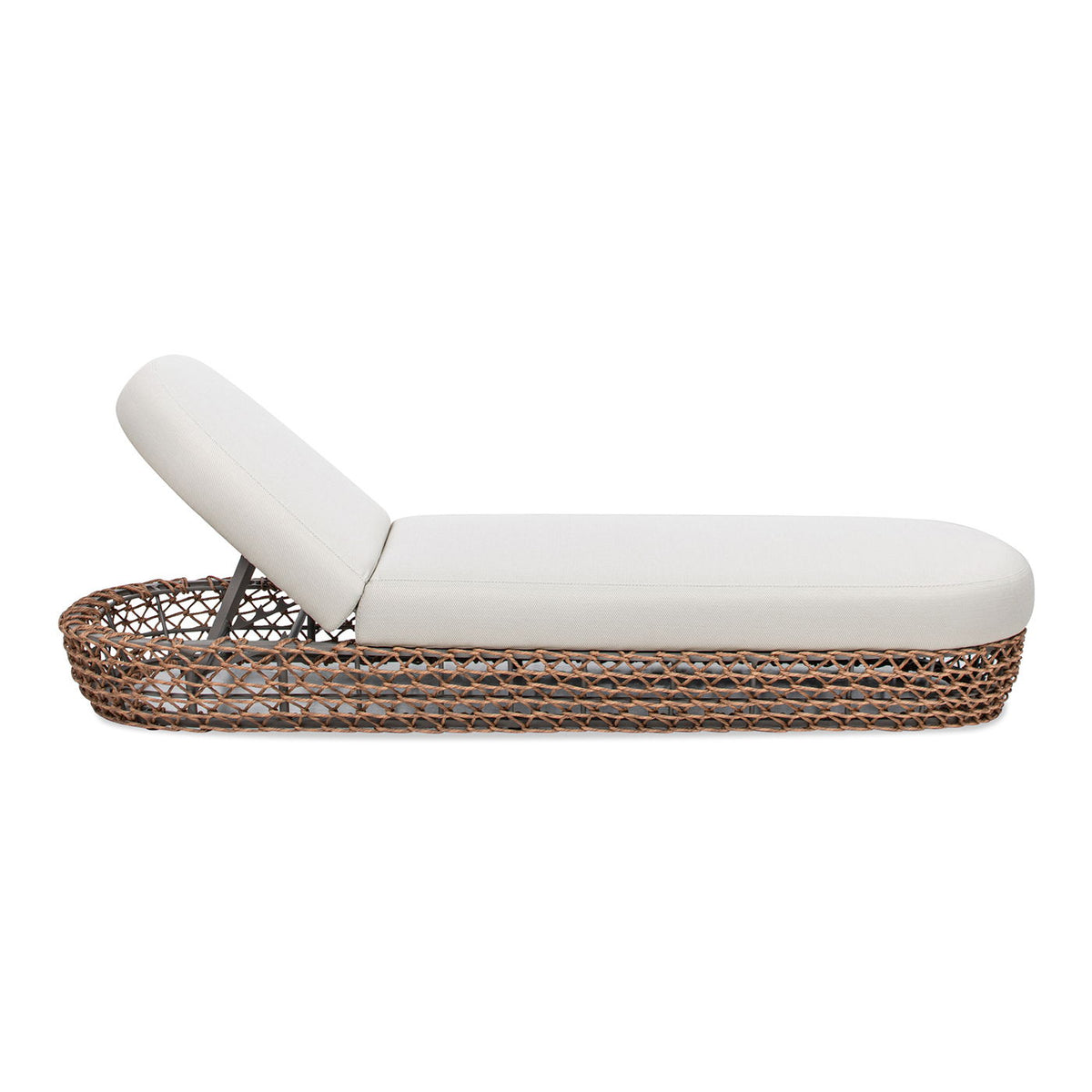 Sunbrella chaise lounge with adjustable backrest, beige cushions HouseOfZazla on Tampa Home & Garden Store
