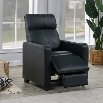 Push Back Recliner Black leather chair by HouseOfZazla, reclining chaise longue on Tampa Home & Garden Store