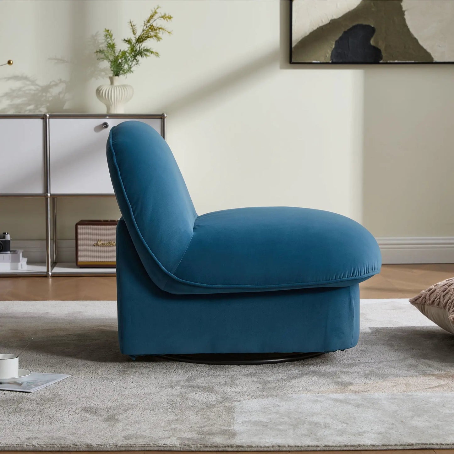 Pumpkin Shaped Swivel Accent Chair Living Room