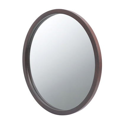 Circle wall mirror with brown wooden frame by HouseOfZazla on Tampa Home & Garden Store