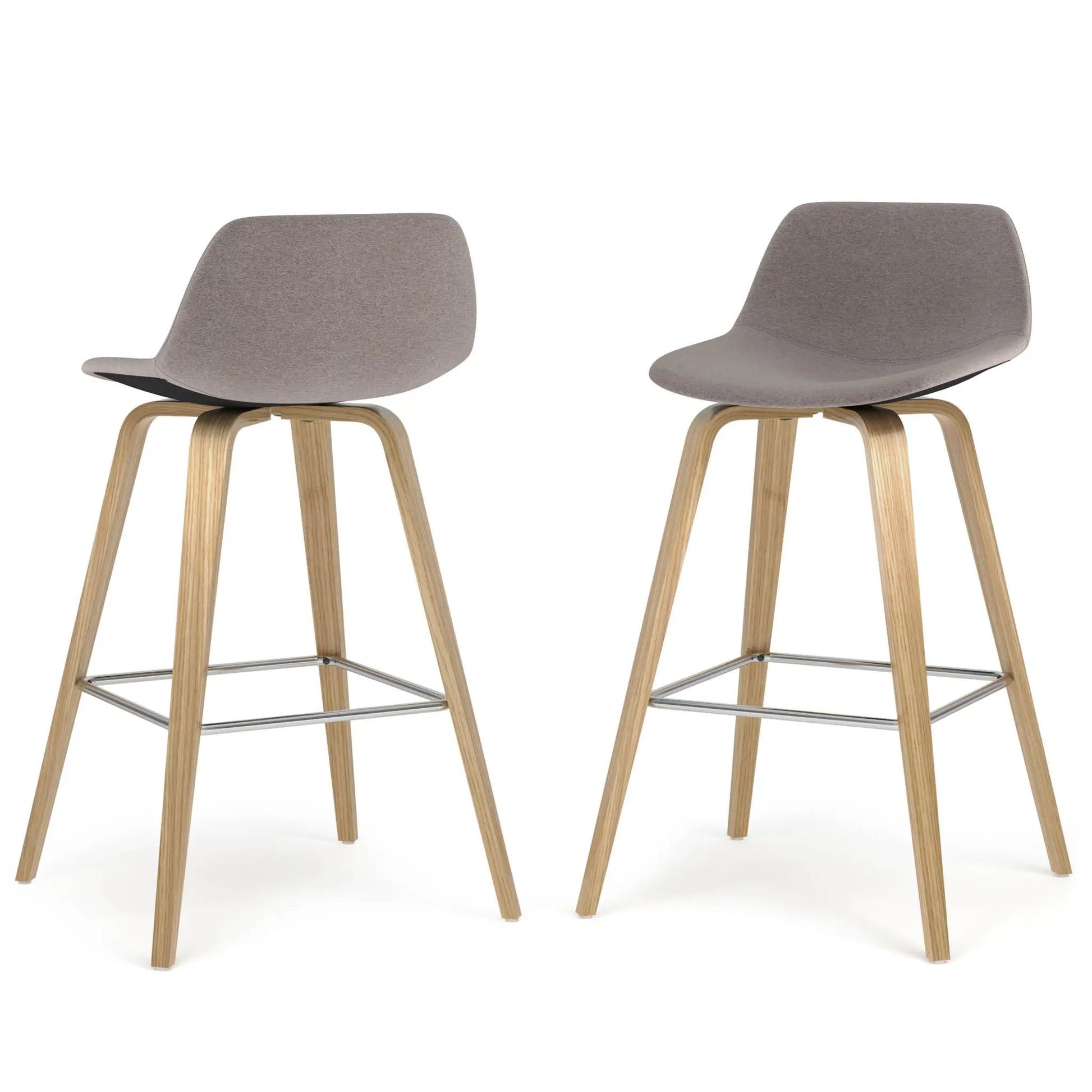 Randolph Bentwood upholstered counter stool set of 2 in light gray fabric with natural wood legs on Tampa Home & Garden Store
