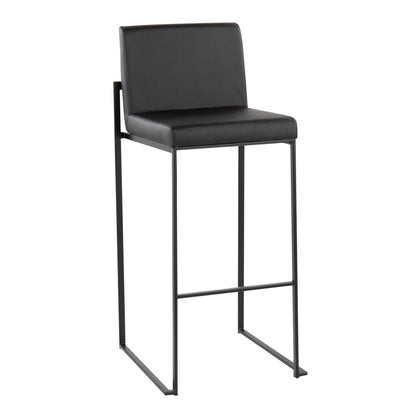 High-back contemporary black leatherette barstool with metal frame on Tampa Home & Garden Store