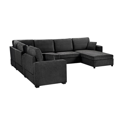 Modular 5-seat U-shaped sectional sofa with chaise in dark gray fabric by HouseOfZazla on Tampa Home & Garden Store