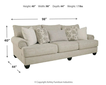 Sofa Asanti Fog by Unique Piece Furniture, beige fabric with coordinated pillows on Tampa Home & Garden Store