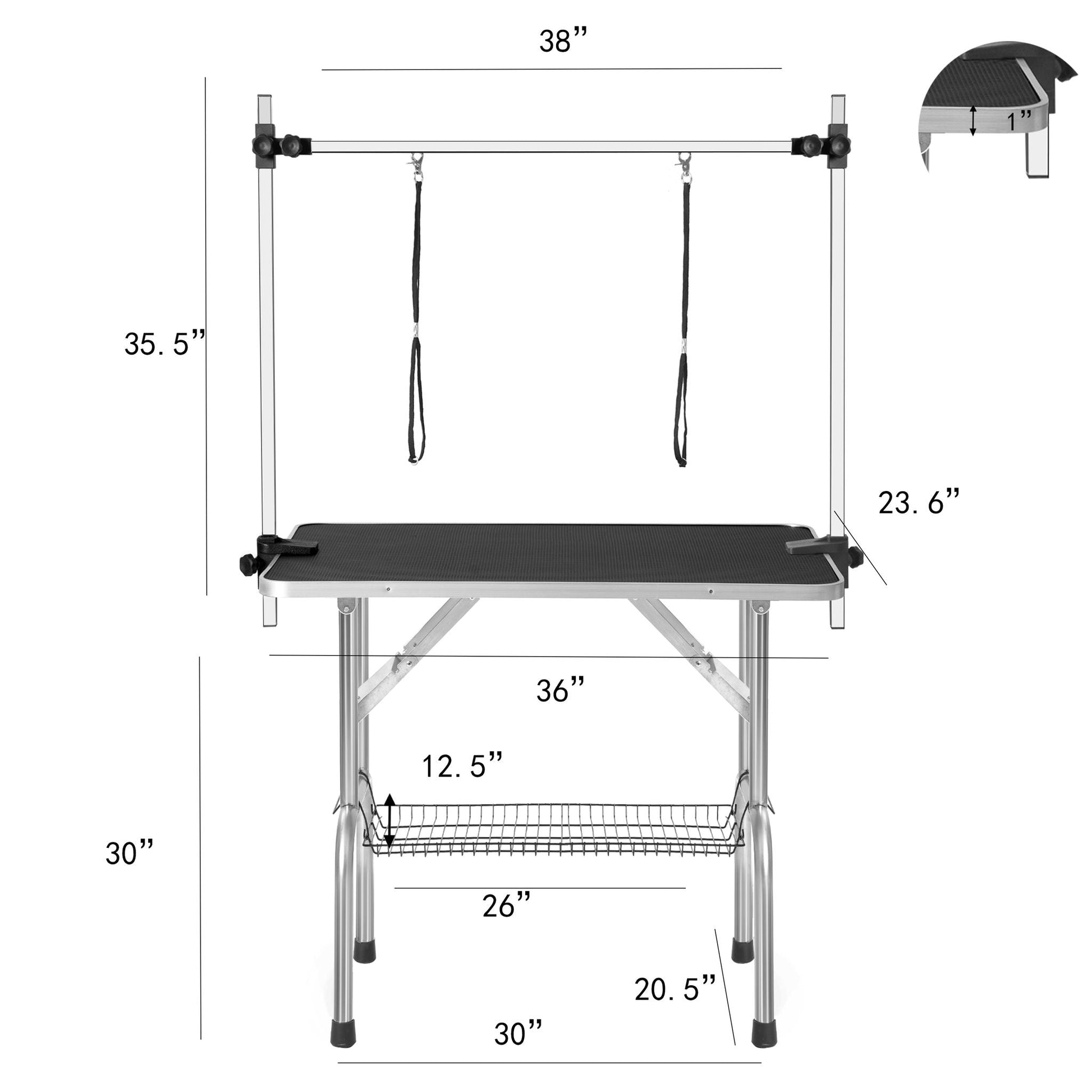 Dog grooming table with adjustable height black top arm and noose mesh tray HouseOfZazla on Tampa Home & Garden Store