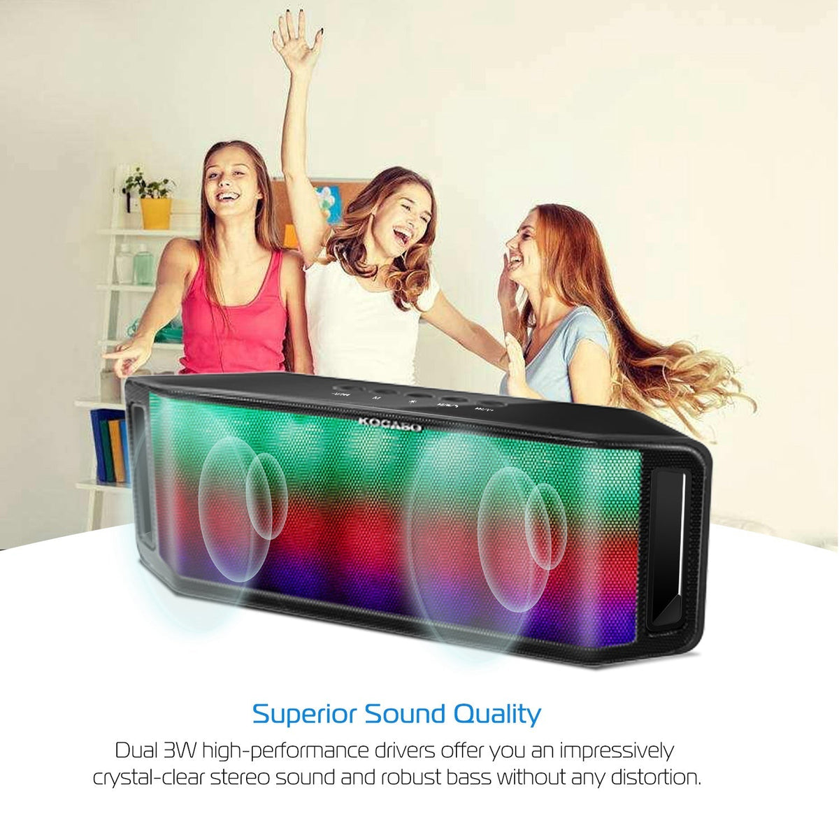 KOCASO LED wireless speaker with multicolor lighting and USB/FM radio by GemGear on Tampa Home & Garden Store
