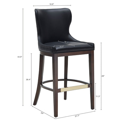Bar Height Barstool with Backrest in black upholstery, dark wood legs by HouseOfZazla on Tampa Home & Garden Store
