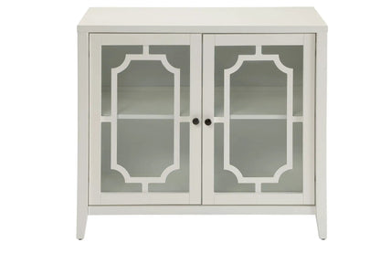 Ceara White Console Cabinet With Glass Doors