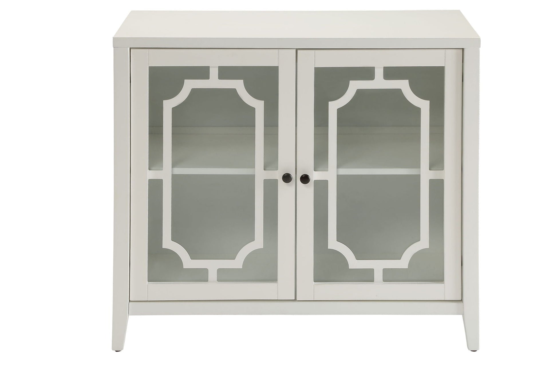 Ceara white console cabinet with glass doors and gray decorative panels by HouseOfZazla on Tampa Home & Garden Store