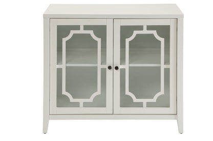 Ceara white console cabinet with glass doors and gray decorative panels by HouseOfZazla on Tampa Home & Garden Store