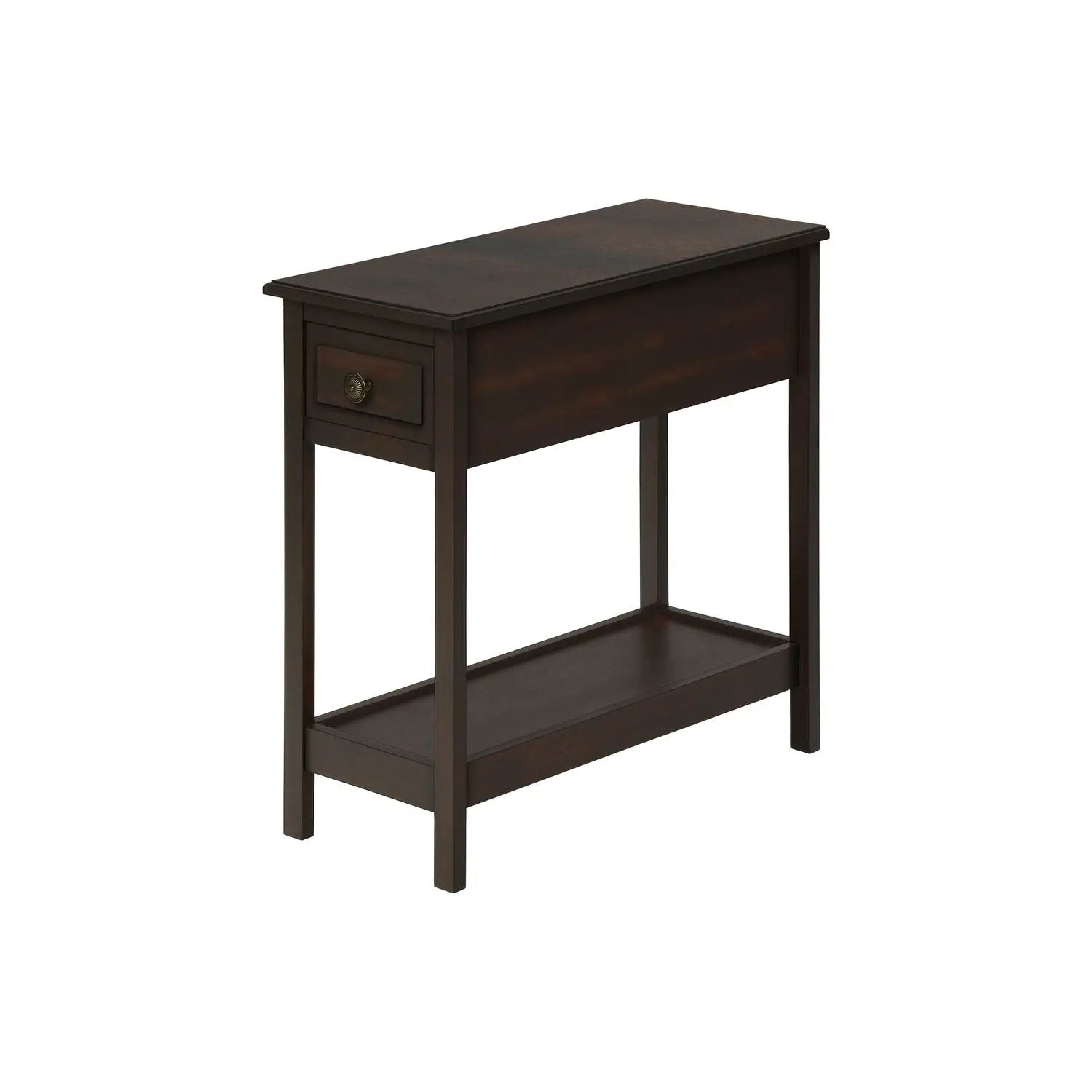 Accent End Table with 2 tiers, storage drawer, walnut finish on Tampa Home & Garden Store