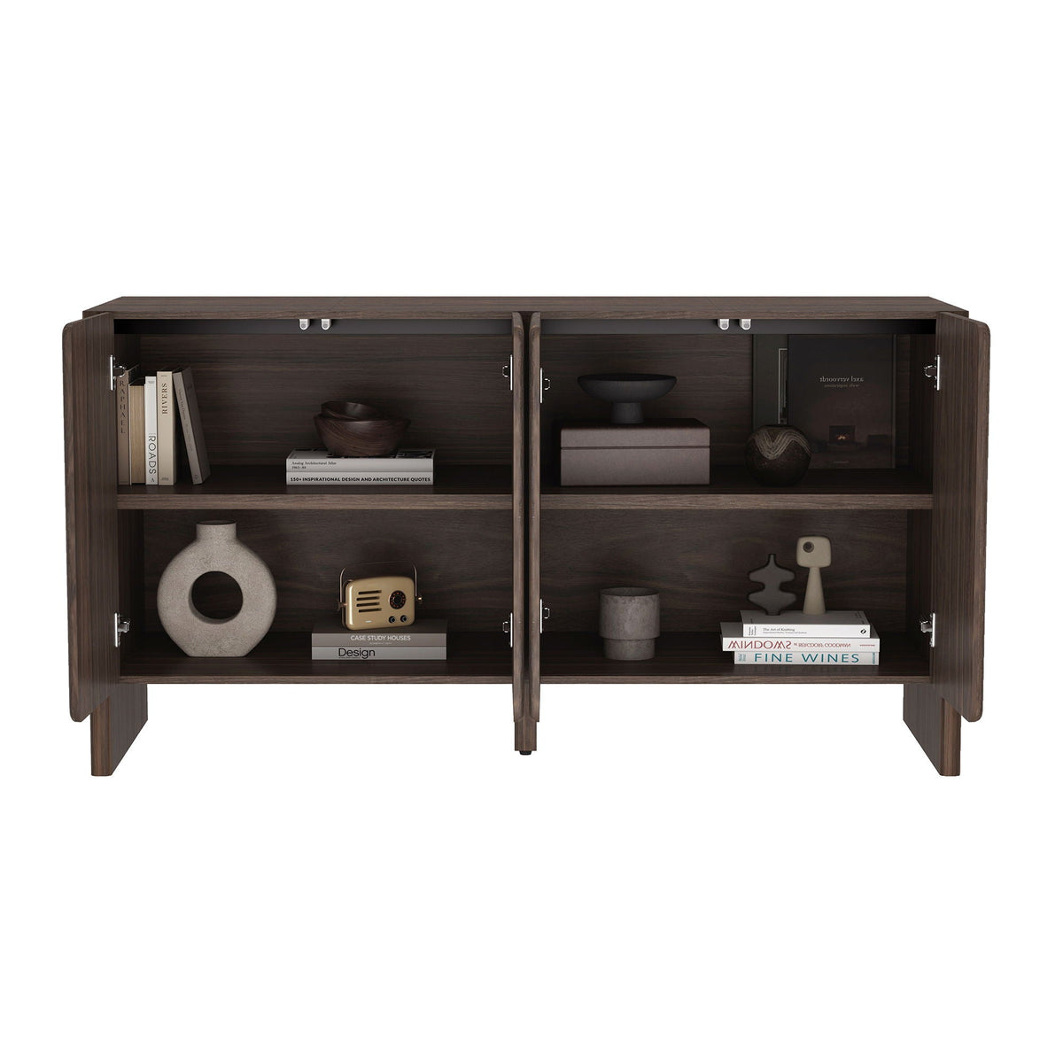 Linda Sideboard HouseOfZazla adjustable shelves soft-close doors dark brown wood on Tampa Home & Garden Store