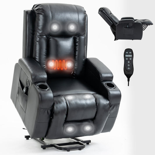 Infinite Position Power Lift Recliner by HouseOfZazla in black leather with remote on Tampa Home & Garden Store