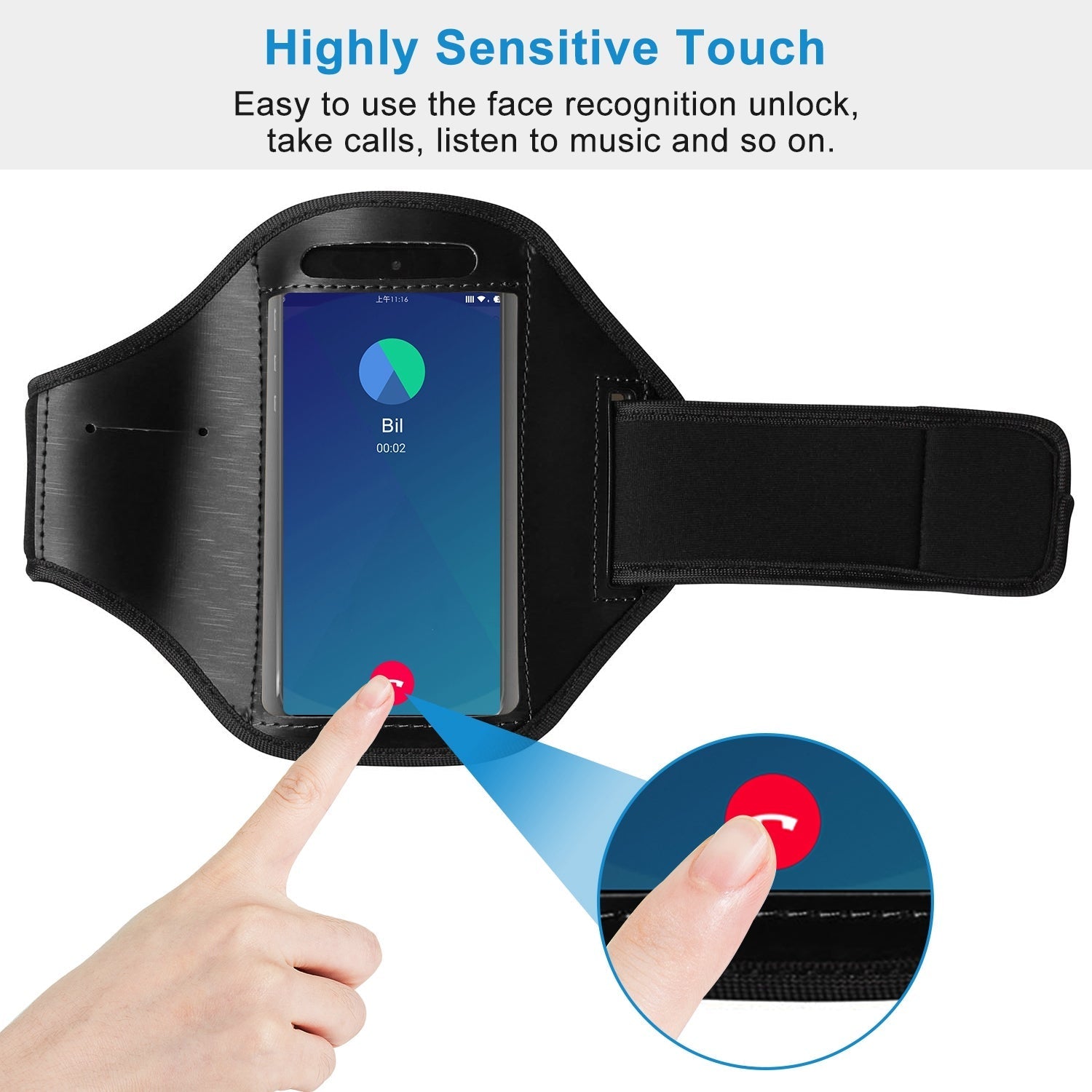 Phone armband case by GemGear, black adjustable sweat-resistant holder for iPhone5/4in devices on Tampa Home & Garden Store