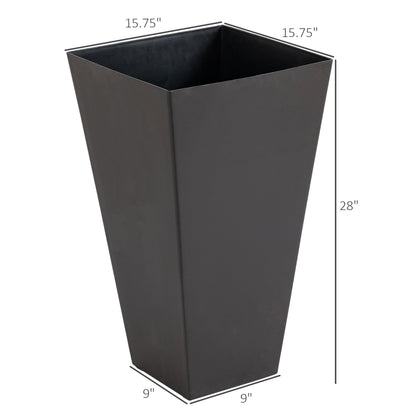Outsunny 3-pack tall black planters with drainage holes, tapered square profile on Tampa Home & Garden Store