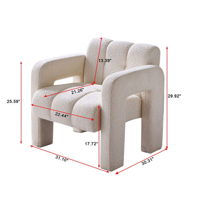 Boucle Upholstered Accent Chair with solid wood frame in beige from HouseOfZazla on Tampa Home & Garden Store