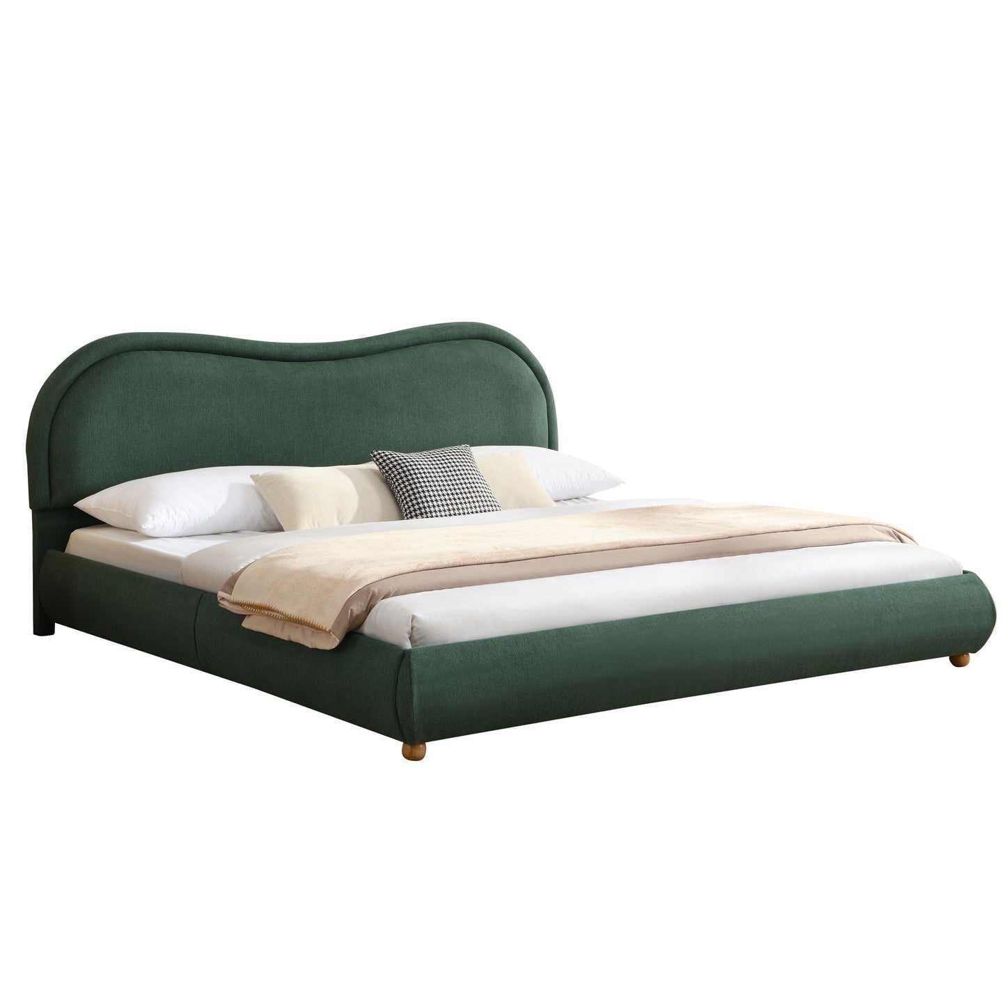 Upholstered Platform Bed with Curved Headboard