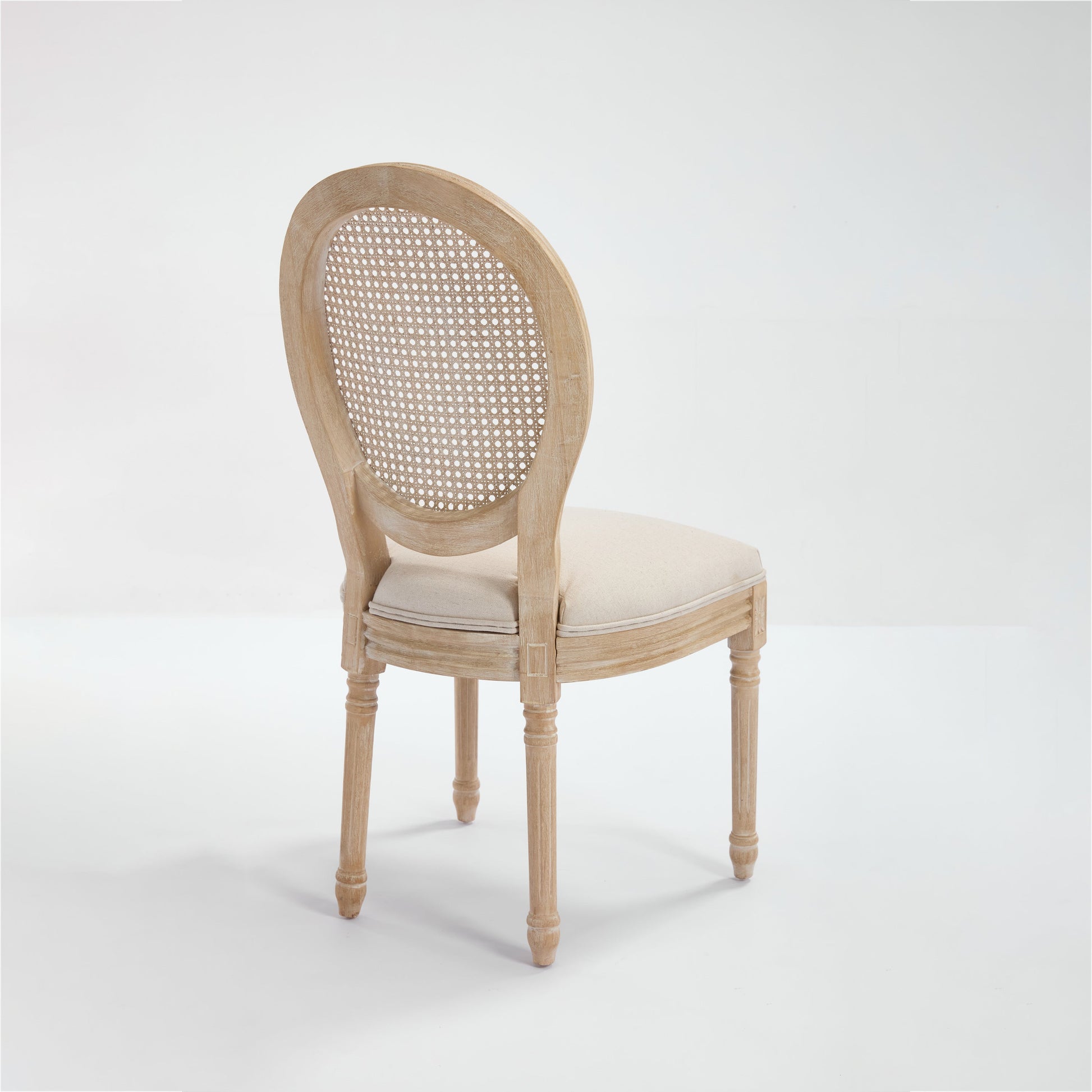 French country dining chairs set of 2 by HouseOfZazla with beige upholstered seats and rattan back on Tampa Home & Garden Store