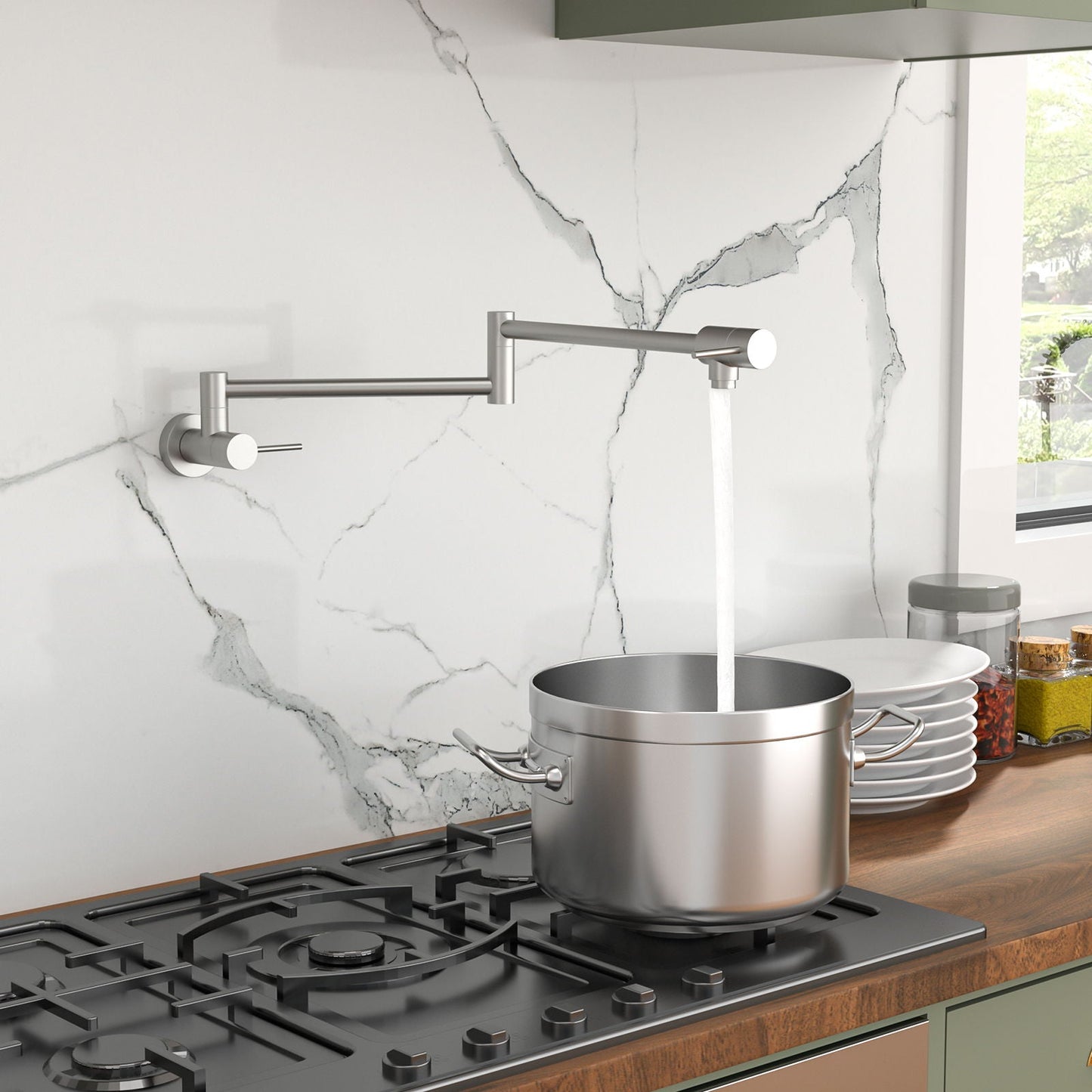Modern Folding Wall Mount Pot Filler Faucet