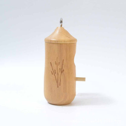 Wooden hummingbird hanging nest house with side perch, natural light finish on Tampa Home & Garden Store