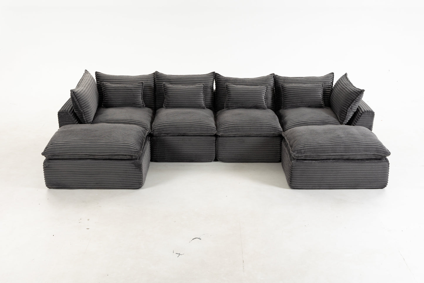 Oversized cloud couch modular sectional in dark gray ribbed fabric by HouseOfZazla on Tampa Home & Garden Store