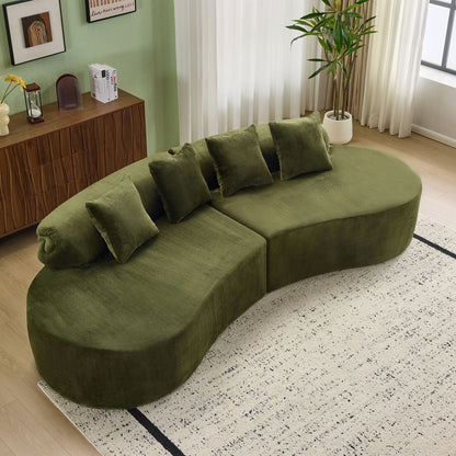 Modern Curved Sofa and the Soft Linen Pillows