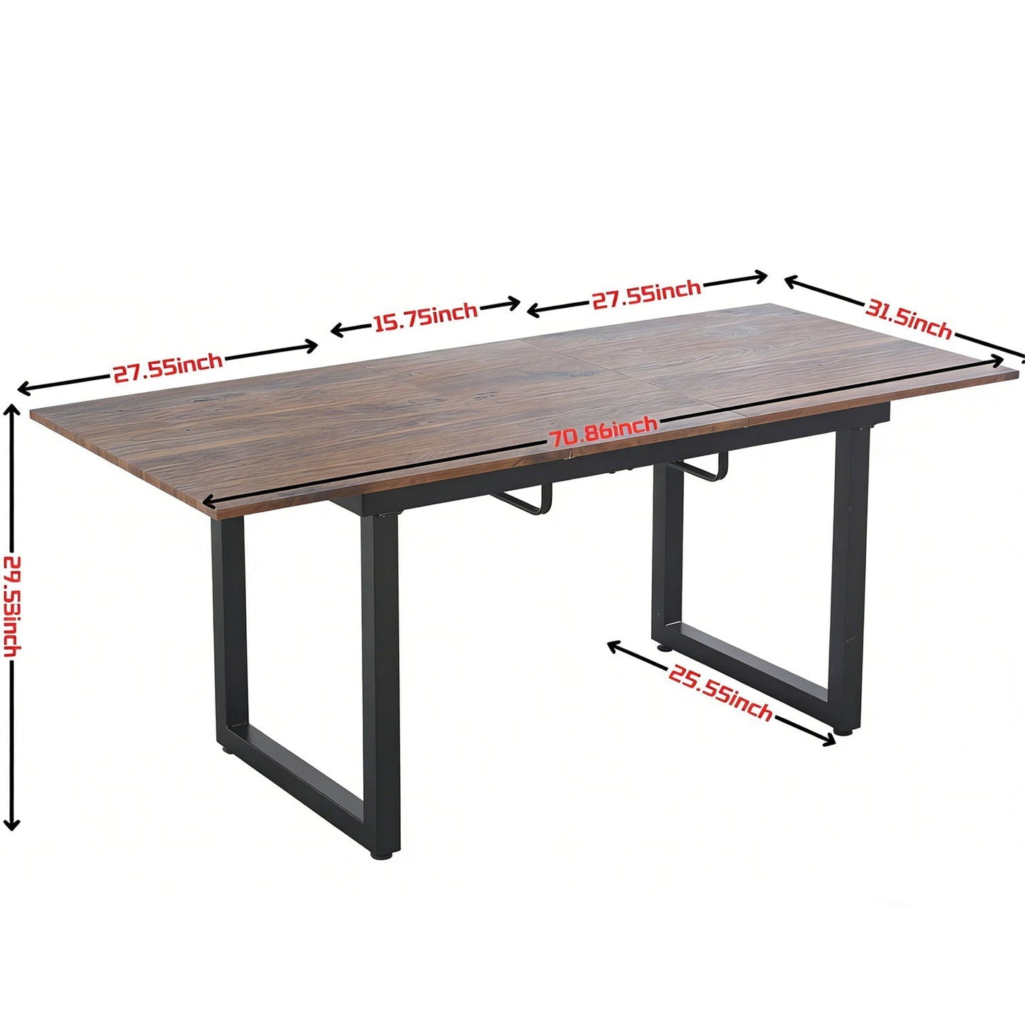 HouseOfZazla square extendable dining table with brown wood veneer top and black metal legs on Tampa Home & Garden Store