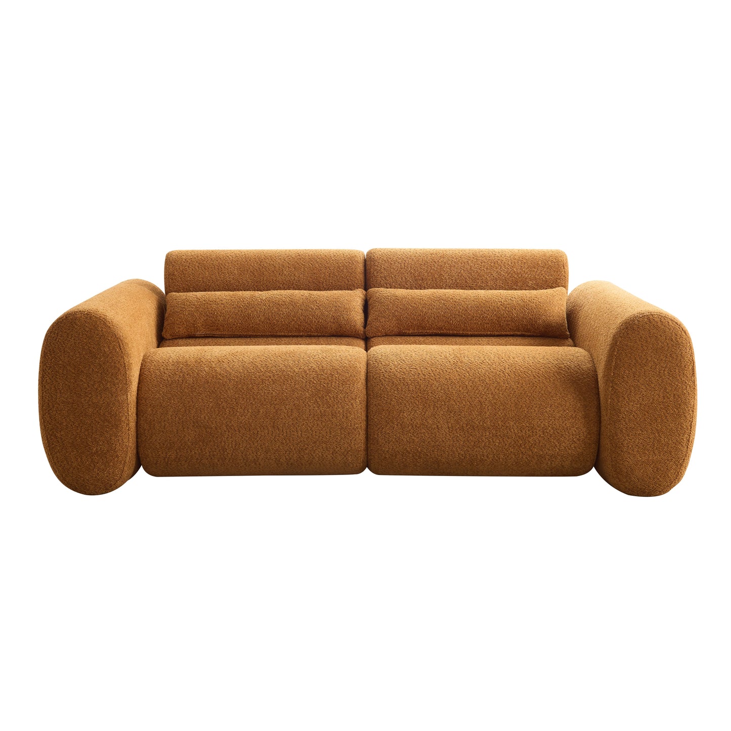 Modern Curved And Boucle Three Seater Sofa