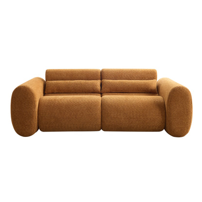 Modern Curved And Boucle Three Seater Sofa