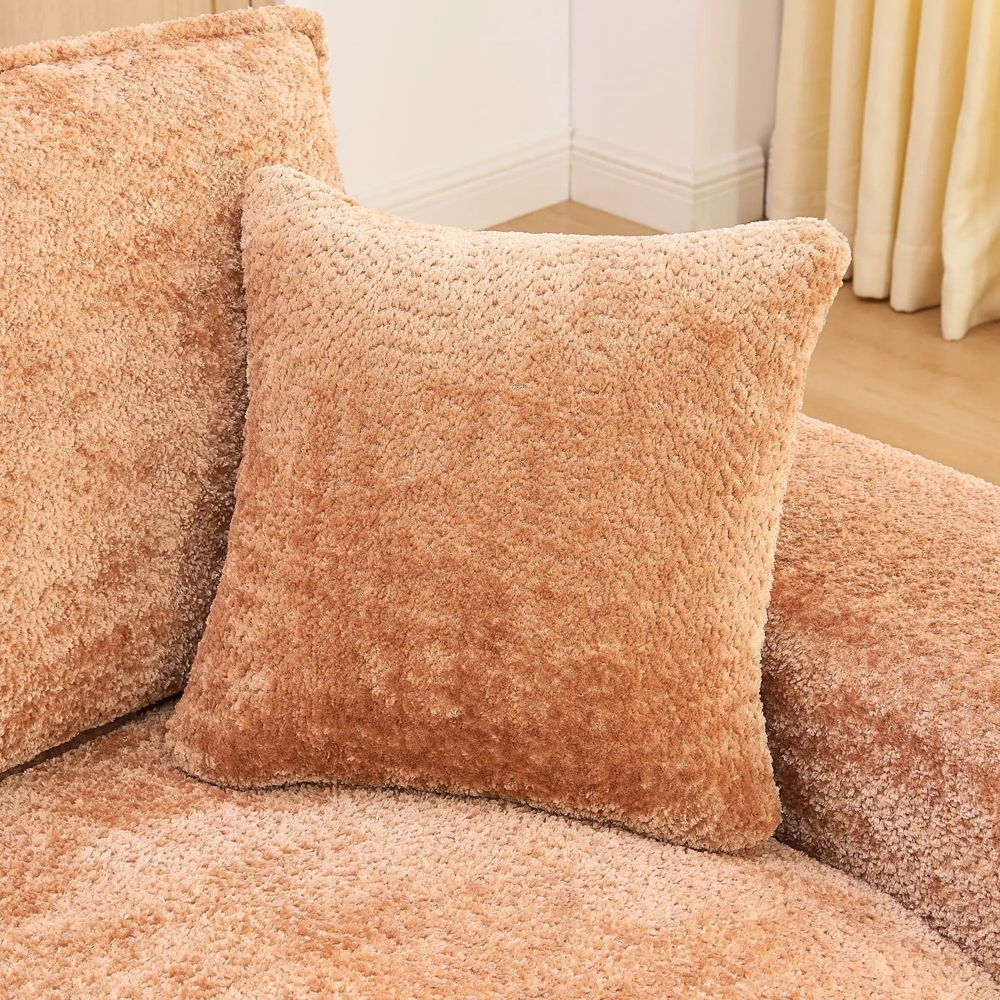 Sectional sofa with moveable ottoman in peach boucle upholstery, 3-piece set Unique Piece Furniture on Tampa Home & Garden Store