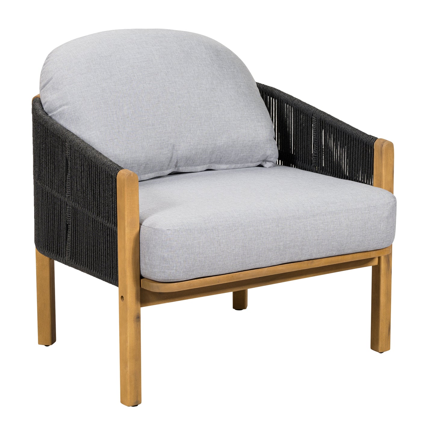 Acacia Wood and Woven Rope Outdoor Club Chair
