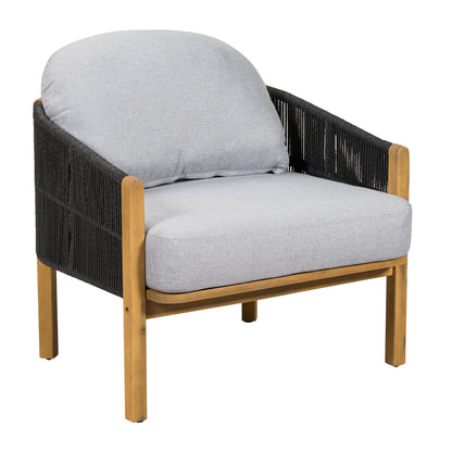 Acacia Wood and Woven Rope Outdoor Club Chair