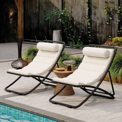 Pair of Outdoor Chairs with Adjustable Backrest