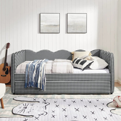 Gingham Daybed With USB Port and Wave Design