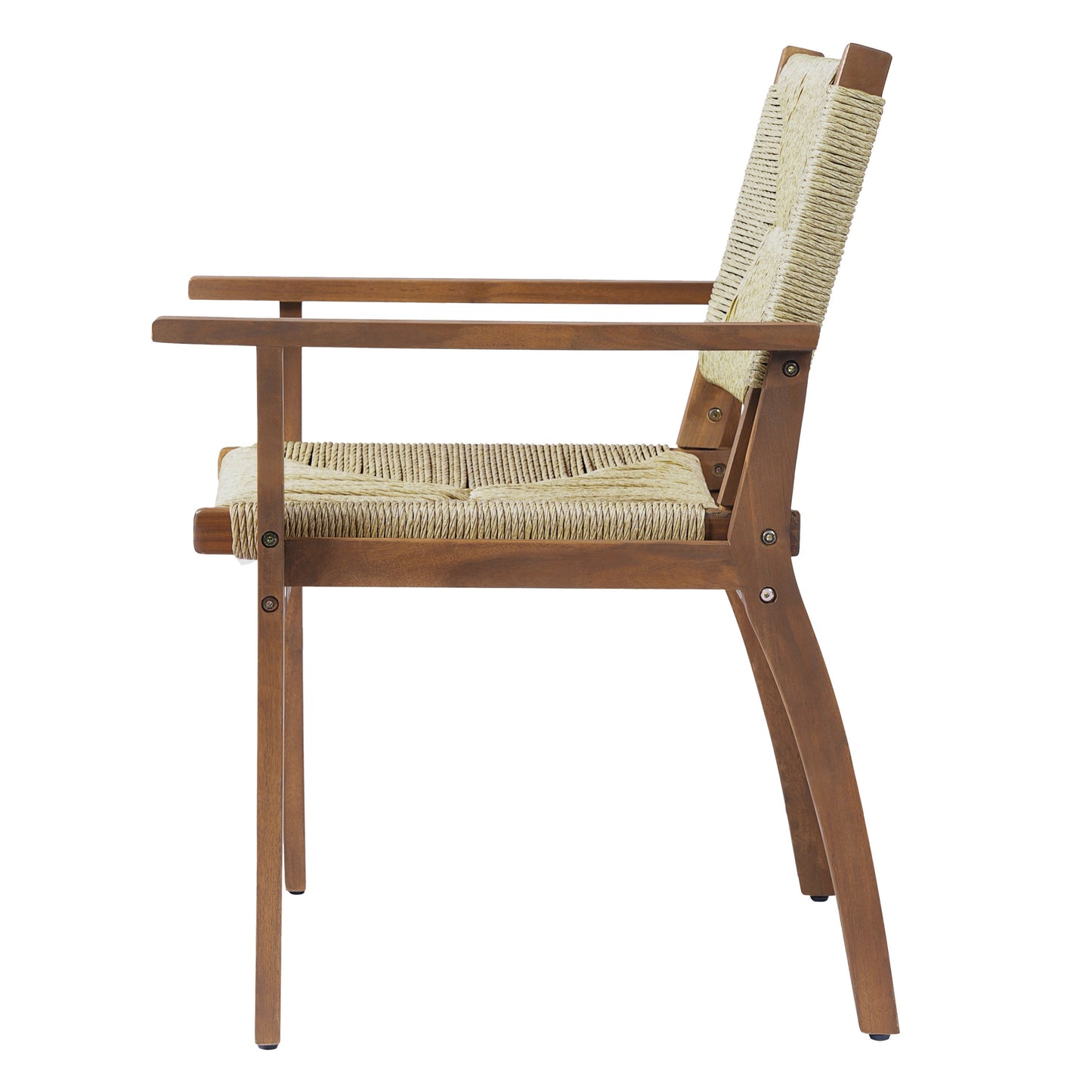 Outdoor dining chair by HouseOfZazla with acacia wood frame and wicker seat on Tampa Home & Garden Store