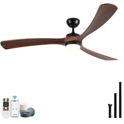 Solid Wood Ceiling Fan With Lights and Remote