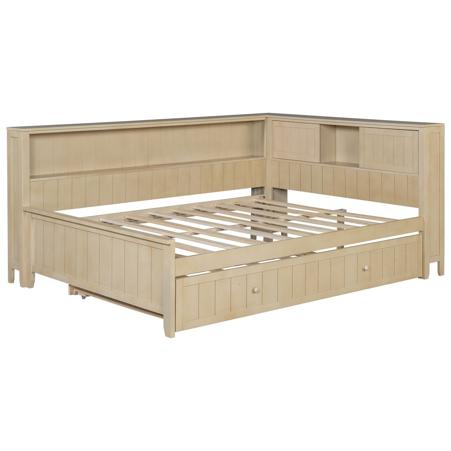 Full size daybed in ancient white with storage shelves and pullout trundle by HouseOfZazla on Tampa Home & Garden Store