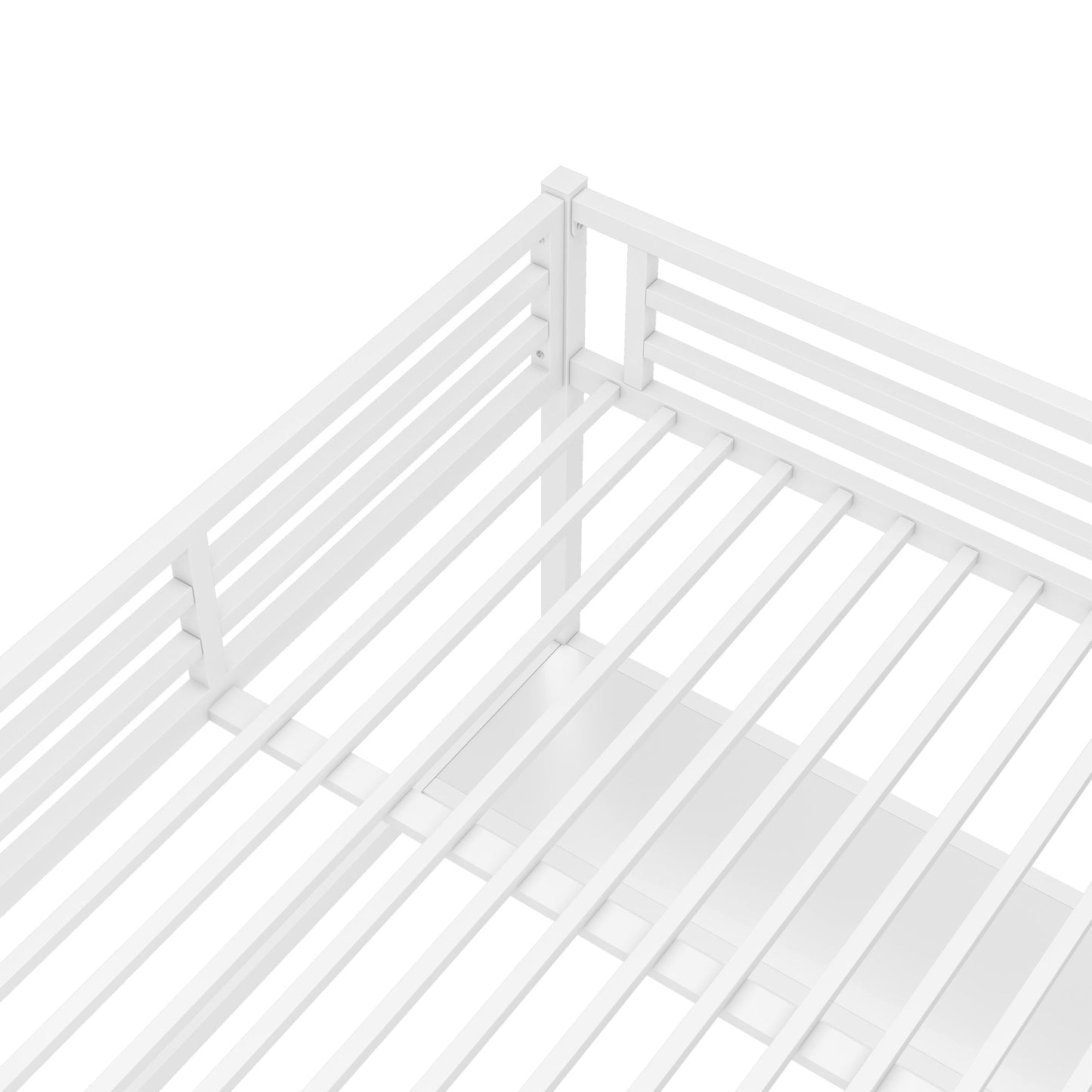 White metal queen-size loft bed frame with ladder by HouseOfZazla on Tampa Home & Garden Store