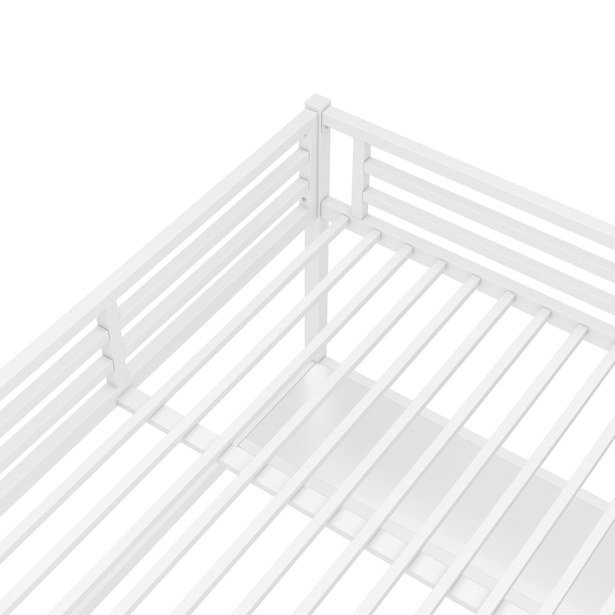 White metal queen-size loft bed frame with ladder by HouseOfZazla on Tampa Home & Garden Store