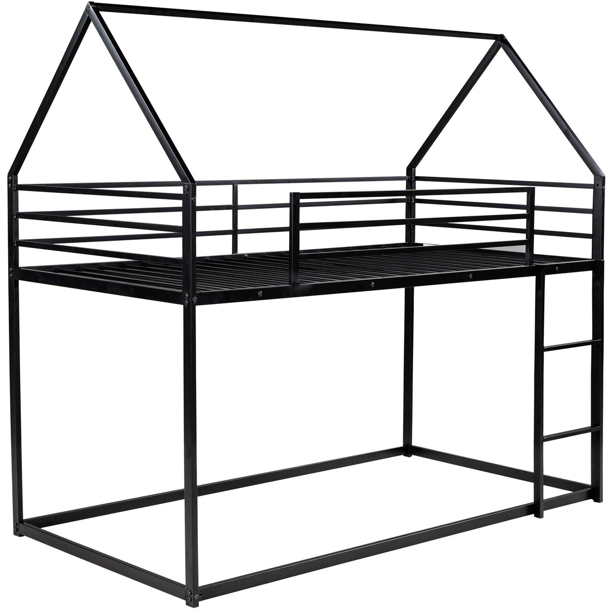 House Bunk Bed With Built In Ladder, black metal frame by HouseOfZazla on Tampa Home & Garden Store