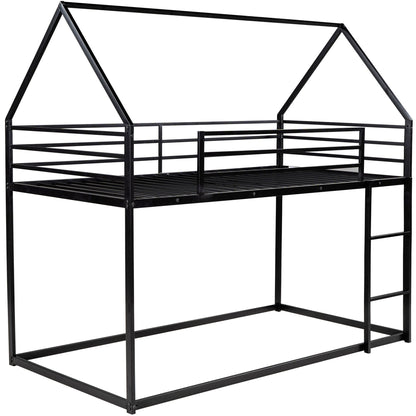 House Bunk Bed With Built In Ladder, black metal frame by HouseOfZazla on Tampa Home & Garden Store