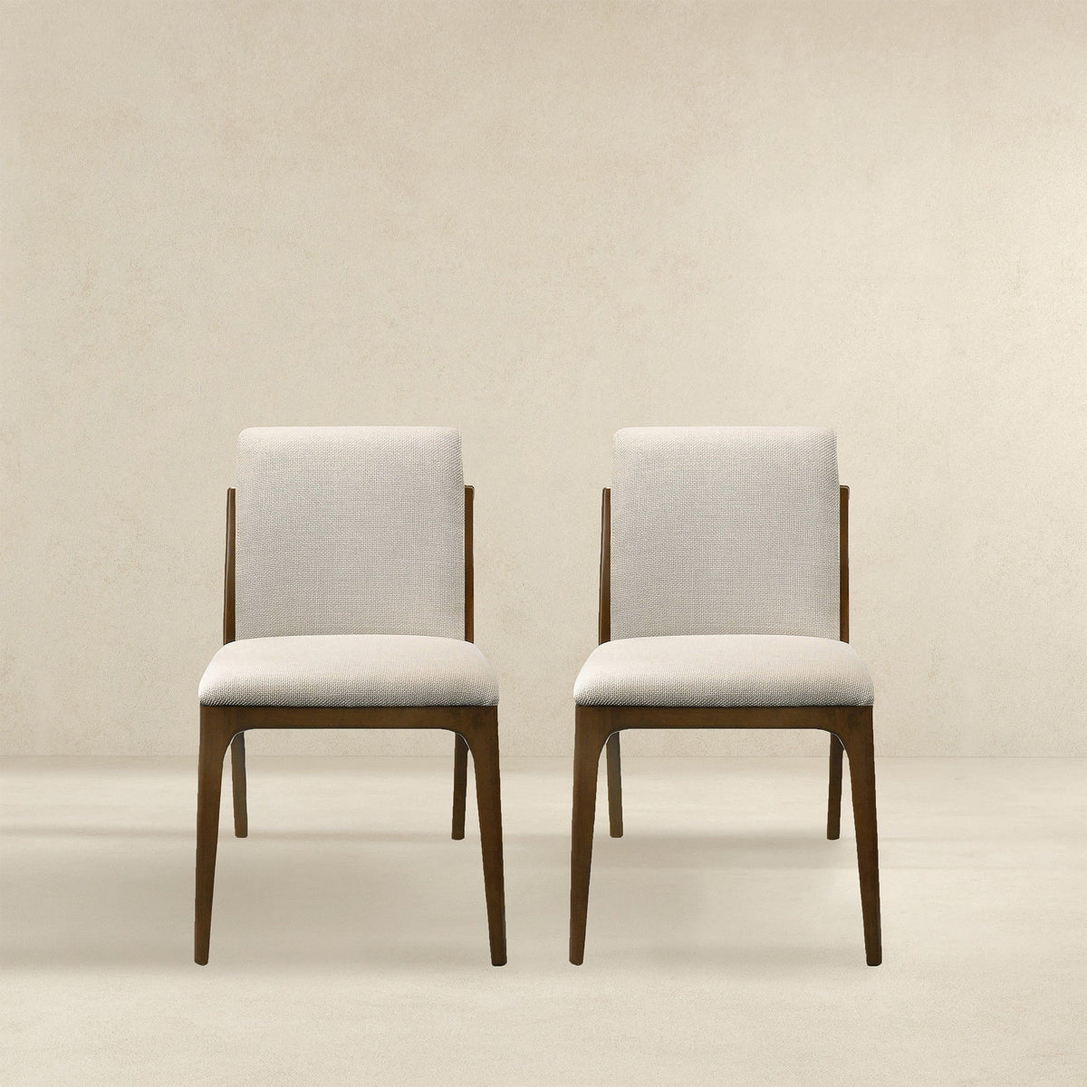 Elegant dining chair set in beige upholstered fabric with wooden legs, 3 chairs by HouseOfZazla on Tampa Home & Garden Store