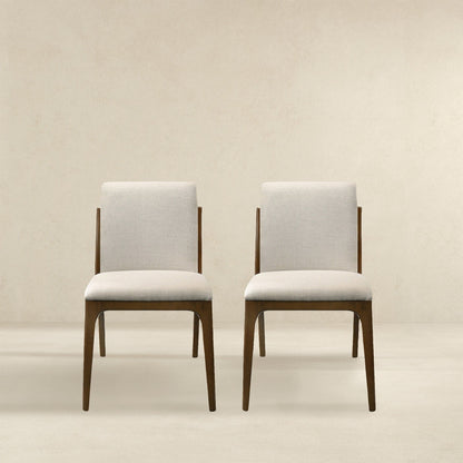 Elegant dining chair set in beige upholstered fabric with wooden legs, 3 chairs by HouseOfZazla on Tampa Home & Garden Store