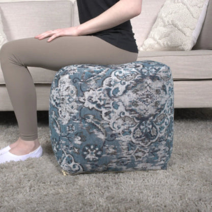 Anita square blue patterned pouf ottoman floor cushion by Unique Piece Furniture on Tampa Home & Garden Store