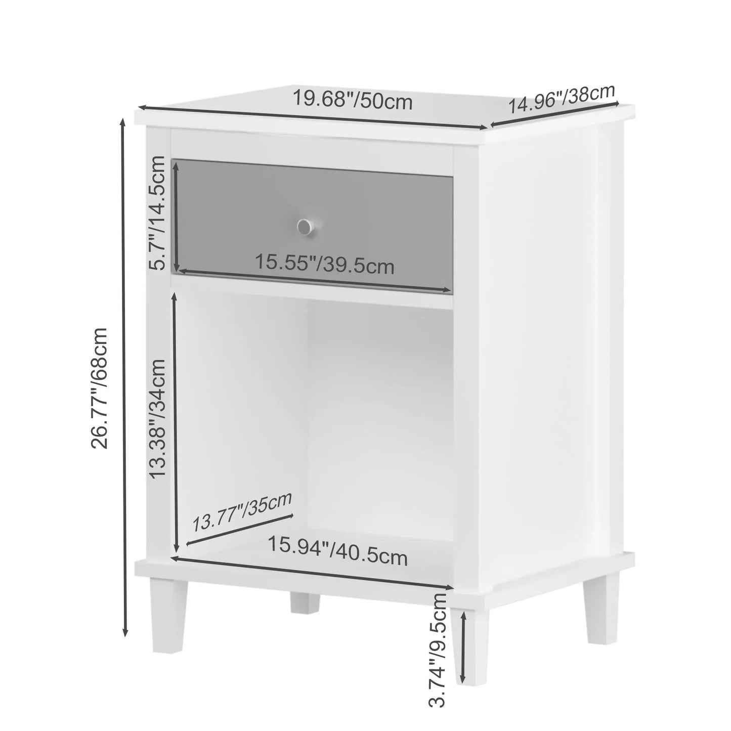 Nightstand with 1 drawer and 1 shelf, white finish, Unique Piece Furniture on Tampa Home & Garden Store